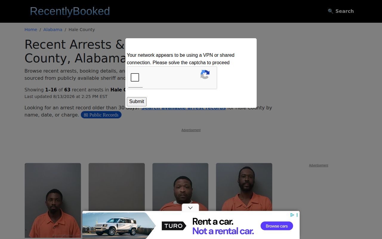 Unofficial Hale County recent arrest and busted mugshot page